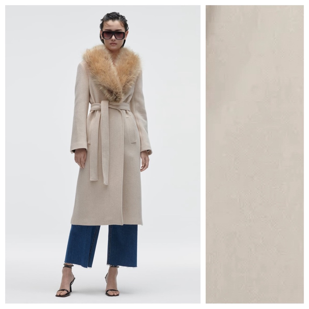 NWT. Zara Cream Wool Blend Long Coat. Size XS, S, M.